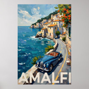Poster Amalfi Coast Drive : Peinture à l'huile italienne