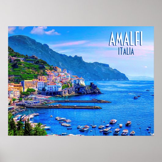 Poster Amalfi Coast Italie Voyage Retro (Devant)