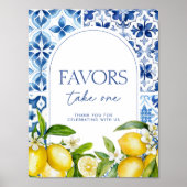 Poster Amalfi Coast Lemon Baby Shower Favors Sign (Devant)