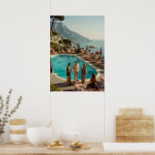 Poster Amalfi Coast Poolside Paradise – Mediterranean Sum (Cuisine)