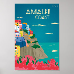 Poster Amalfi Italie célèbre Travel Place