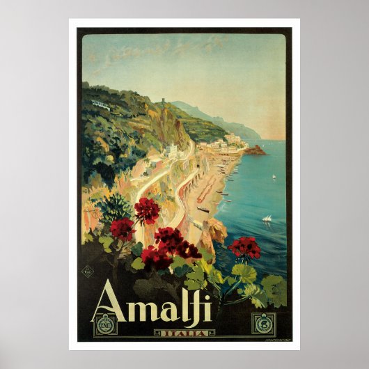 Poster Amalfi Italie Vintage voyage (Devant)