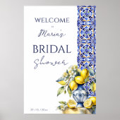 Poster Amalfi italien carrelage bleu citrons bienvenue (Devant)