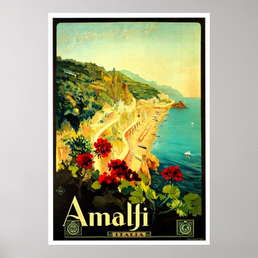 Poster Amalfi Italy Italia VintageTravel Advertisement (Devant)