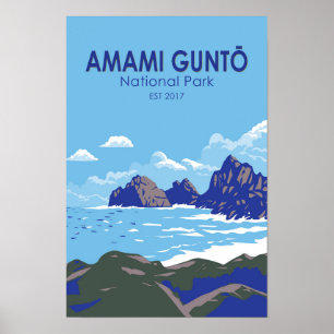 Poster Amami Gunto Parc National Japon Voyage Art Rétro