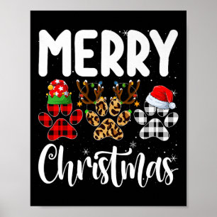 Poster Amant de patte de chien Elfe de Noël Renne Santa C
