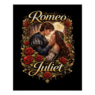 Poster Amants de Vérone éclairés par la lune