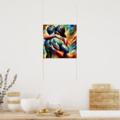 Poster Amants s'étreignant dans le style de peinture à l' (Cuisine)