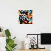 Poster Amants s'étreignant dans le style de peinture à l' (Bureau à domicile)