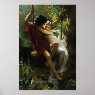 Poster Amants sur une balançoire. Le Printemps de Pierre