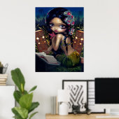Poster Amara et le livre ART IMPRIMER menehune tiki lowbr (Bureau à domicile)