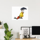 Poster Amargasaurus Portant Un Parapluie Et Une Valise. (Bureau à domicile)