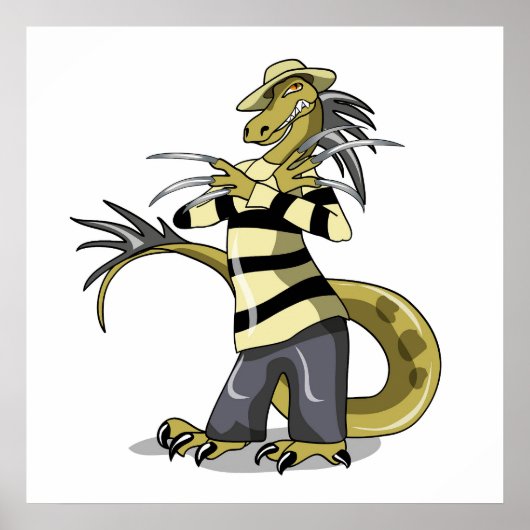 Poster Amargasaurus Pose Comme Freddy Krueger. (Devant)