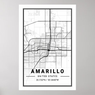 Poster Amarillo Texas USA City Travel City Carte