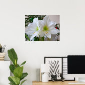Poster Amaryllis blanc et sapin de Noël (Bureau à domicile)