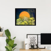 Poster AMATERASU, DÉESSE DU SOLEIL, jaune vert noir (Bureau à domicile)