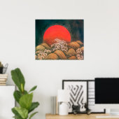 Poster AMATERASU, DÉESSE DU SOLEIL, rouge noir marron (Bureau à domicile)