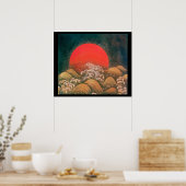 Poster AMATERASU, DÉESSE DU SOLEIL, rouge noir marron (Cuisine)
