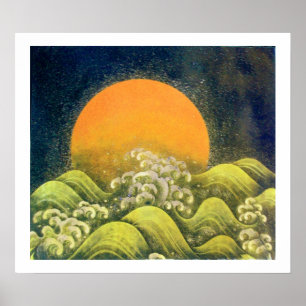 Poster AMATÉRASU, GODDESS SOLEIL, jaune vert noir blanc