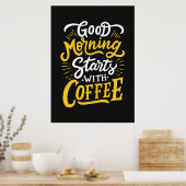 Poster Amateur De Café Good Morning Commence Avec Café (Cuisine)