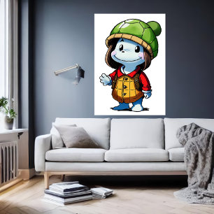 Poster Amateur de casquette tortue   Art AI