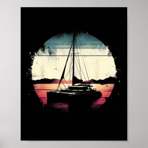 Poster Amateur de catamaran - Voile vintage bateau marin