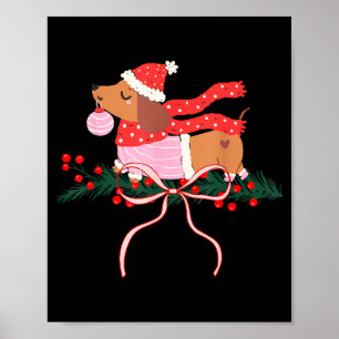Poster Amateur de chien teckel de Noël vintage mignon