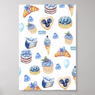 Poster Amateur de dessert aux myrtilles