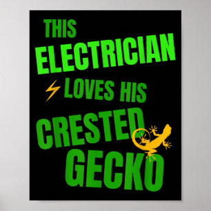 Poster Amateur de Gecko à Crête Électricien Drôle Reptile