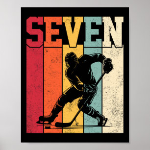 Poster Amateur de hockey sur glace de sept ans Rétro 7e a