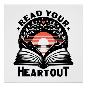 Poster Amateur de lecture Lisez à cœur ouvert Nerd de liv