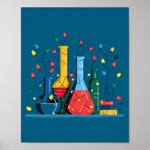 Poster Amateur de lumières de Noël de chimie Chimiste Sci