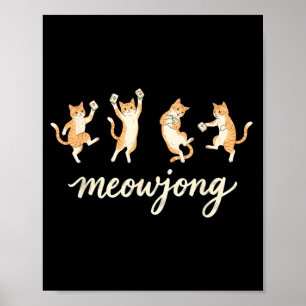 Poster Amateur de Mahjong Joueur de Mahjong Chat Jouant a