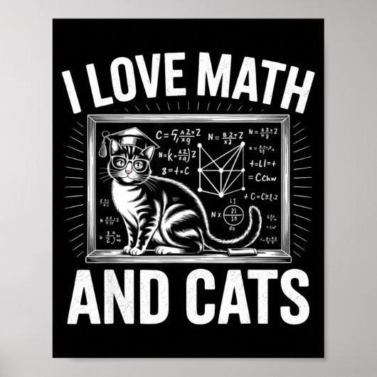 Poster Amateur de maths chat drôle professeur de mathémat (Devant)