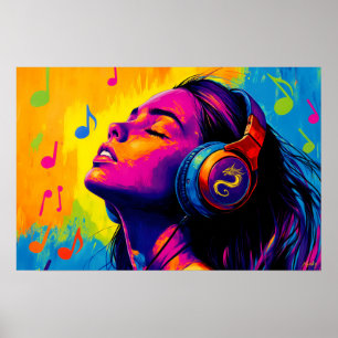 Poster Amateur de musique Pop Art – Groove avec l'emblème