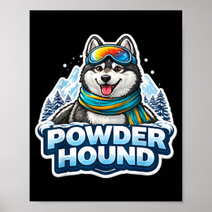 Poster Amateur de poudre rabatteur de ski homme chien ski
