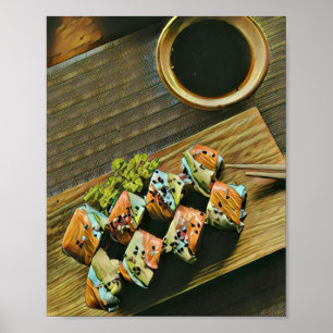 Poster Amateur de sushi asiatique