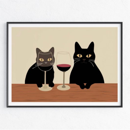 Poster Amateur de Vin Chat Noir