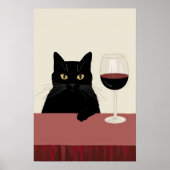 Poster Amateur de vin Chat Noir Drôle (Devant)
