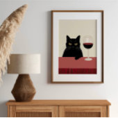 Poster Amateur de vin Chat Noir Drôle