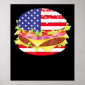 Poster Amateurs de barbecue | Hamburger USA Drapeau 4 jui (Devant)