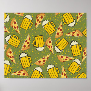 Poster Amateurs de bière et de pizza