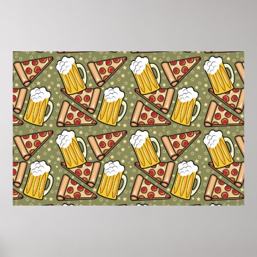 Poster Amateurs de bière et de pizza (Devant)