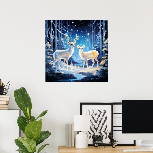 Poster Amateurs de cerfs d'hiver cool (Bureau à domicile)
