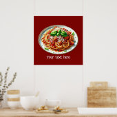 Poster Amateurs de spaghetti mignonette personnaliser ita (Cuisine)