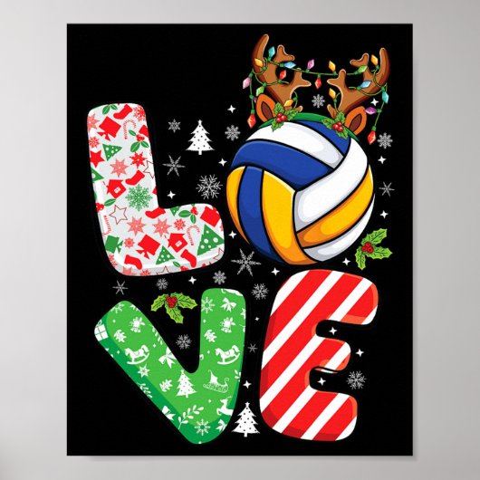 Poster Amateurs de volleyball Garçons Filles Enfants Noël (Devant)