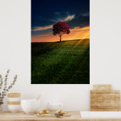 Poster Amazing landscape with a Red Tree at Sunset (Cuisine)
