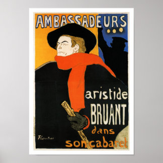 Poster Ambassadeurs Aristide Bruant - Toulouse Lautrec
