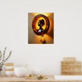 Poster "Amber Elegance : Sconce murale avec chignon (Cuisine)