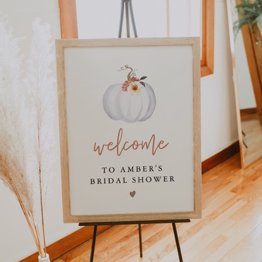 Poster AMBER White Pumpkin Fall Bridal Shower Welcome